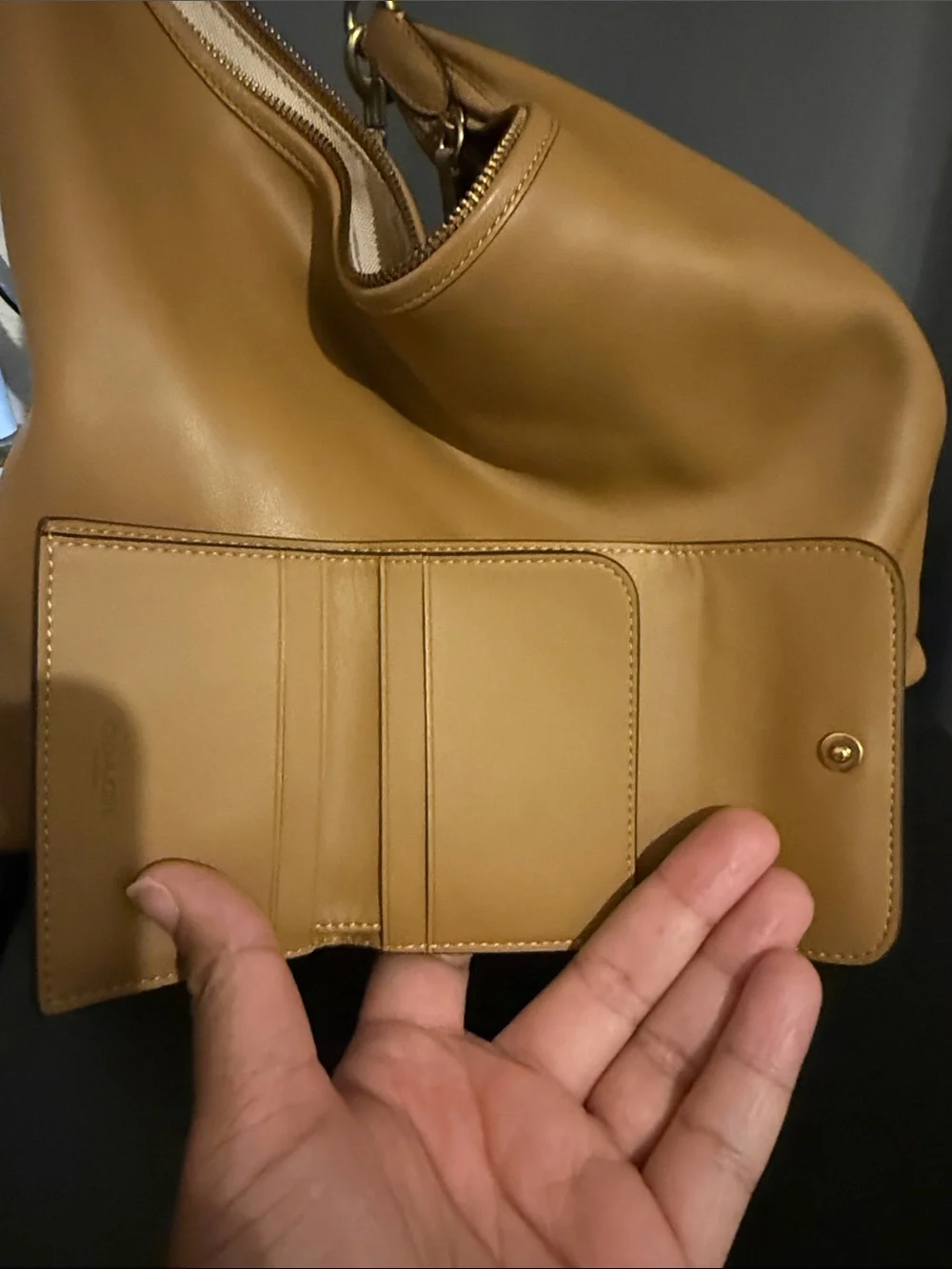 Coach Large Honey Brown Juliet 38 Shoulder Bag & Coach Honey Brown Wallet